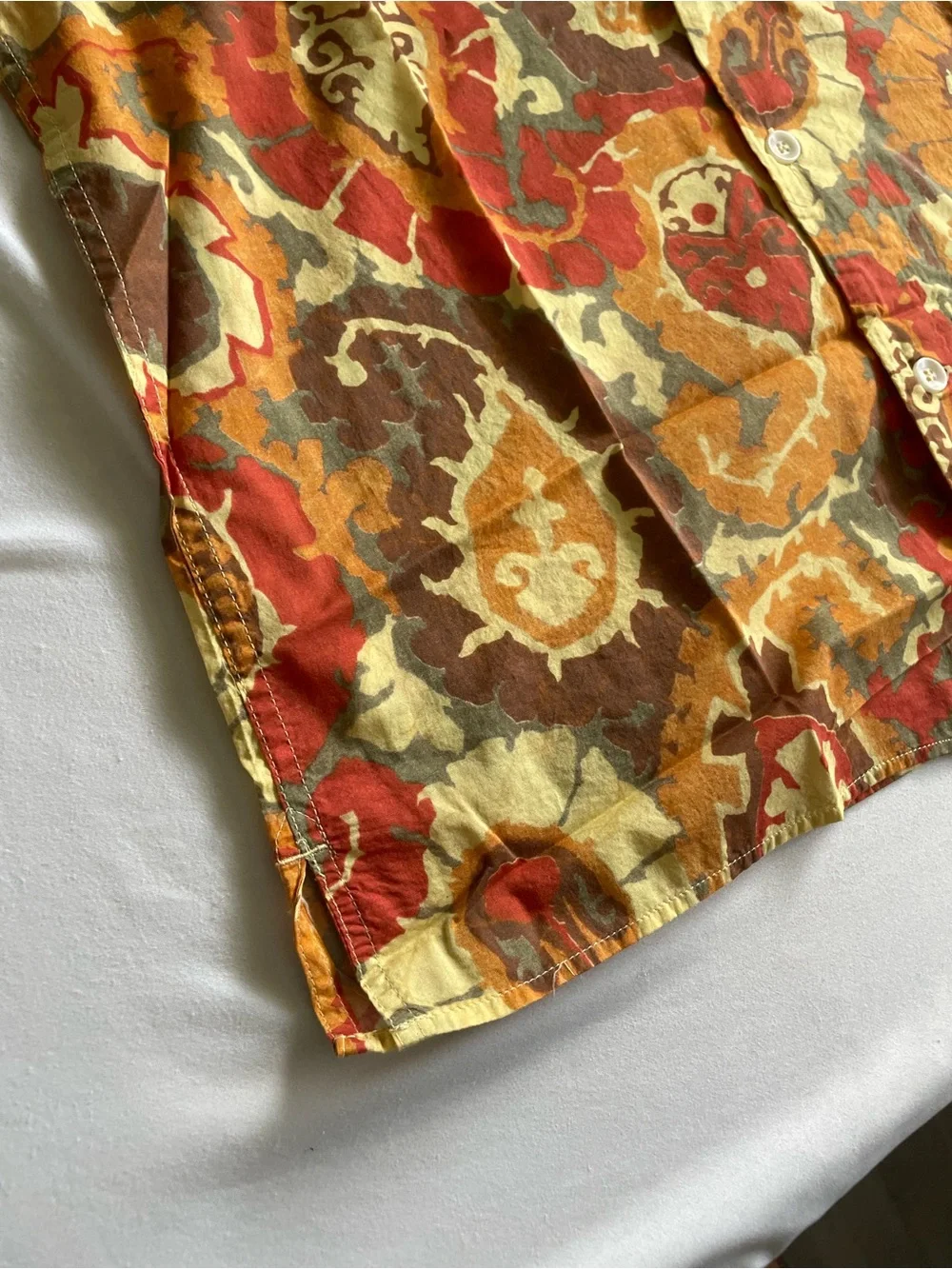 Banana Republic Orange, Rust and Olive Paisley Button-Up Shirt
